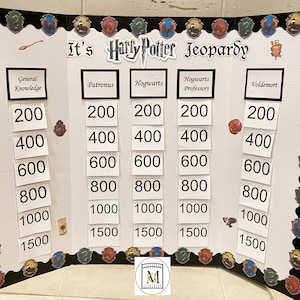 Wizard HP Birthday Party Trivia Jeopardy Game Download - Party Games-Halloween Games-Best Party Games - NOT EDITABLE