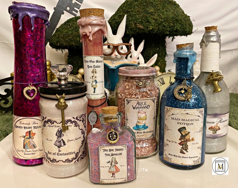 Alice In Wonderland Birthday Party Potion Bottle Labels Tea Party Labels Magical Party Potion Bottle Labels-Garden Party-Potion Bottles image 1