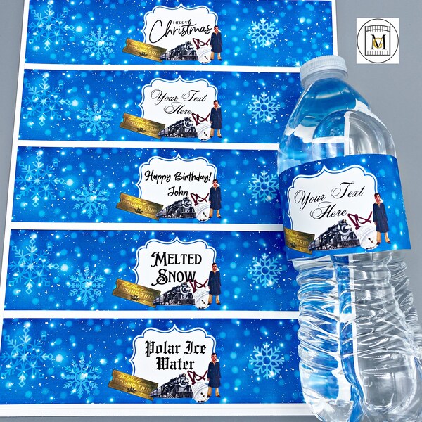 Polar Express Birthday Christmas Water Bottle EDITABLE Label/Train Party/Party Label/Party Favors/Christmas Labels/Food Labels/Xmas Party