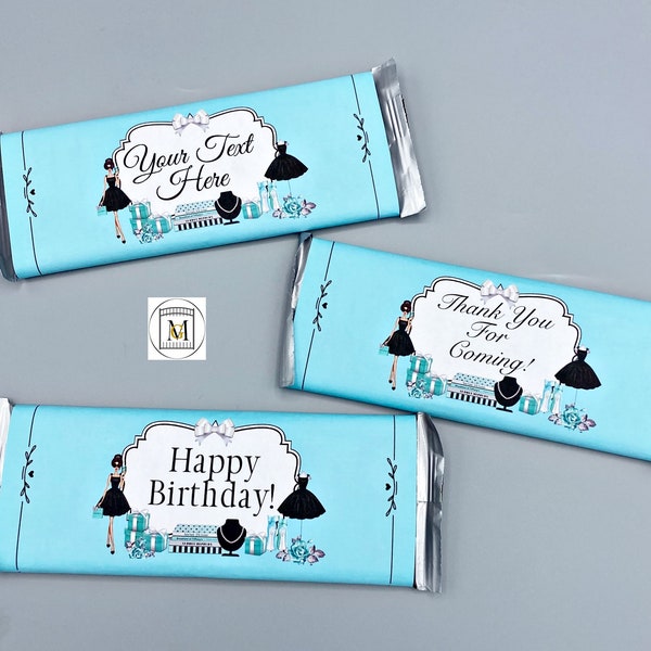 Tiffany Blue Birthday Party Hershey Bar Label/EDITABLE/Brunch Party/Food Bar/Food Decor/Party Label/Party Favor/Custom Candy Label/Breakfast