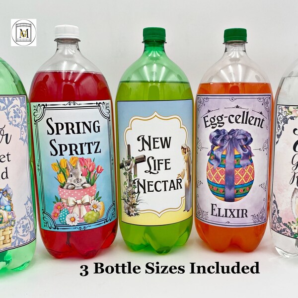 Easter Party 2 Liter Potion Bottle Label Bundle Download/Wine Bottle Labels/Bottle Labels/Spring Party Labels/Birthday Party/Bunny Decor