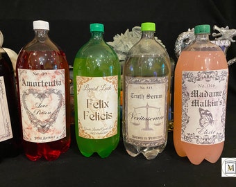 Lot d'étiquettes pour bouteille de potion de 2 litres pour fête d'anniversaire Wizard Téléchargement/étiquettes pour bouteilles de vin/étiquettes pour bouteilles/Halloween/étiquettes pour boissons