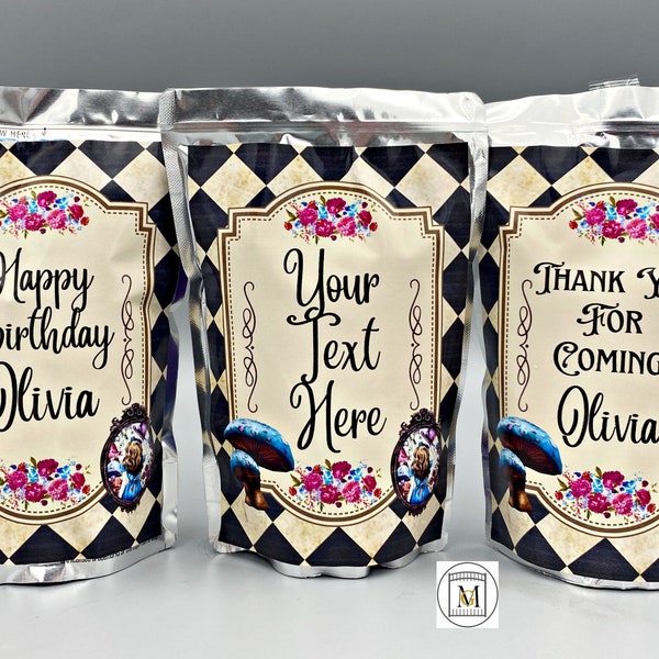 Alice in Wonderland Birthday Party Capri Sun Label/EDITABLE/Tea Party/ONEderland Party/Party Favors/Princess Party/Food Label/Party Labels