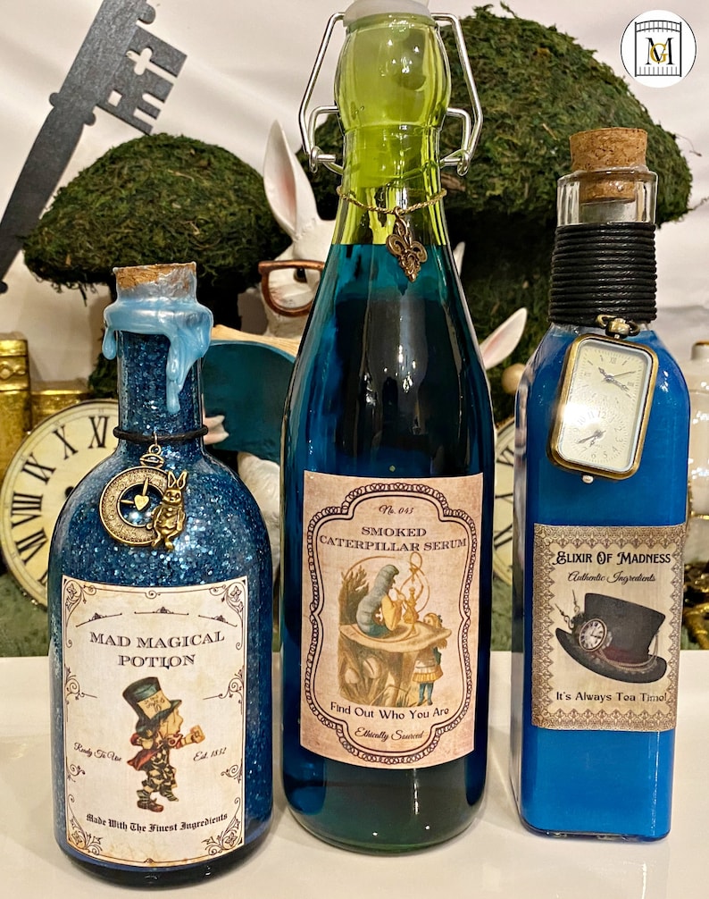 Alice In Wonderland Birthday Party Potion Bottle Labels Tea Party Labels Magical Party Potion Bottle Labels-Garden Party-Potion Bottles image 6