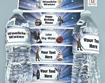 Star Wars Birthday Party Water Bottle EDITABLE Label/Galaxy Party/Party Label/Party Favors/Space Drink Labels/Food Labels/Star Wars Drink