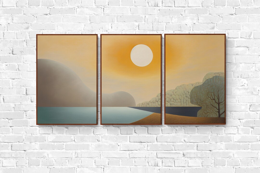 Printable Abstract Landscape Art Set of 3, Tryptic / Triptych Printable