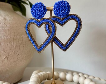 Handmade Beaded Heart Earrings