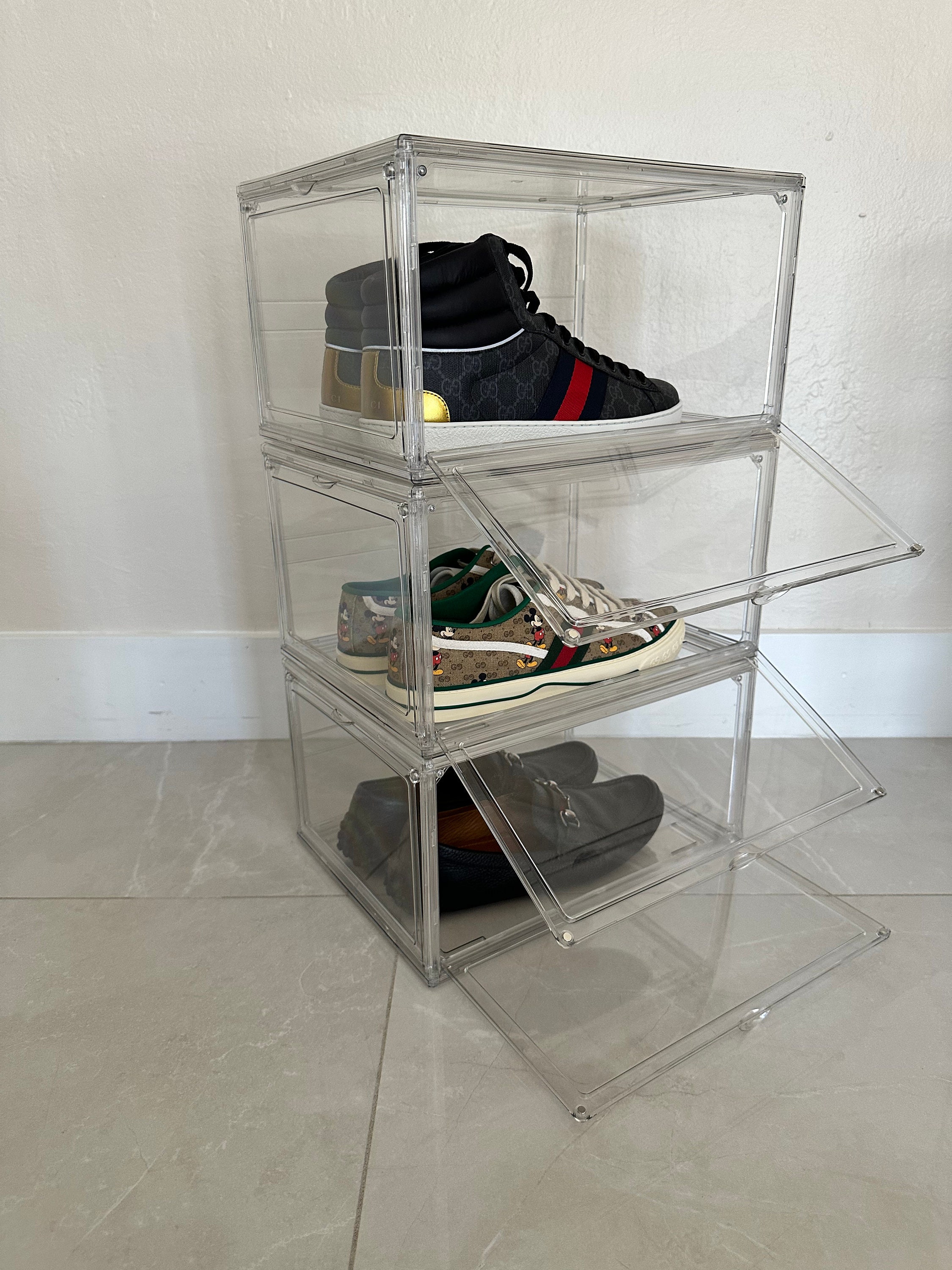 Shoe Storage Boxes Organizer Front and Size Sneaker Case