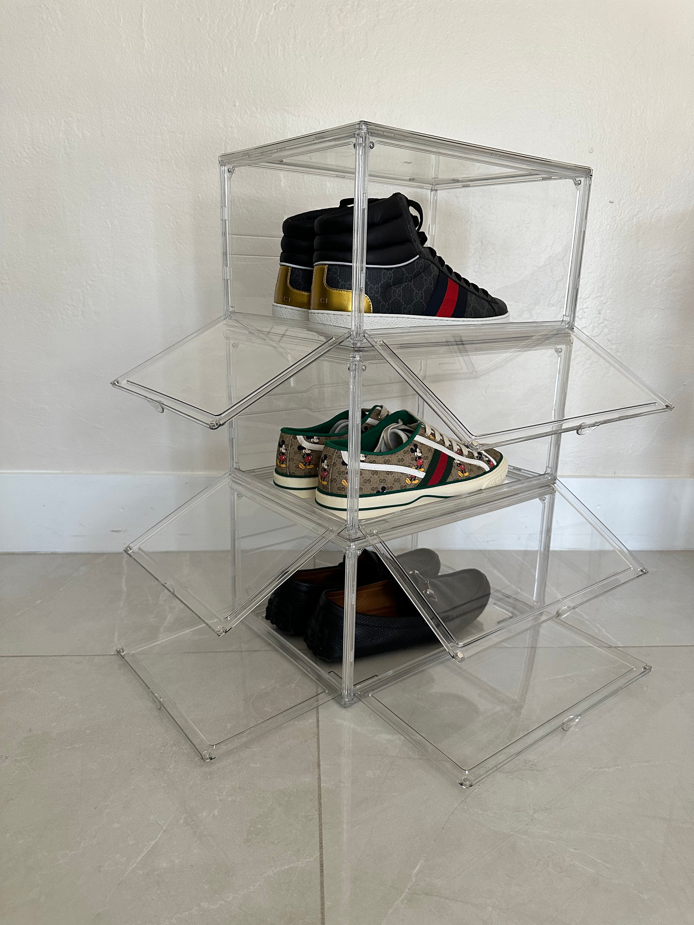 Shoe Storage Boxes Organizer Front and Size Sneaker Case