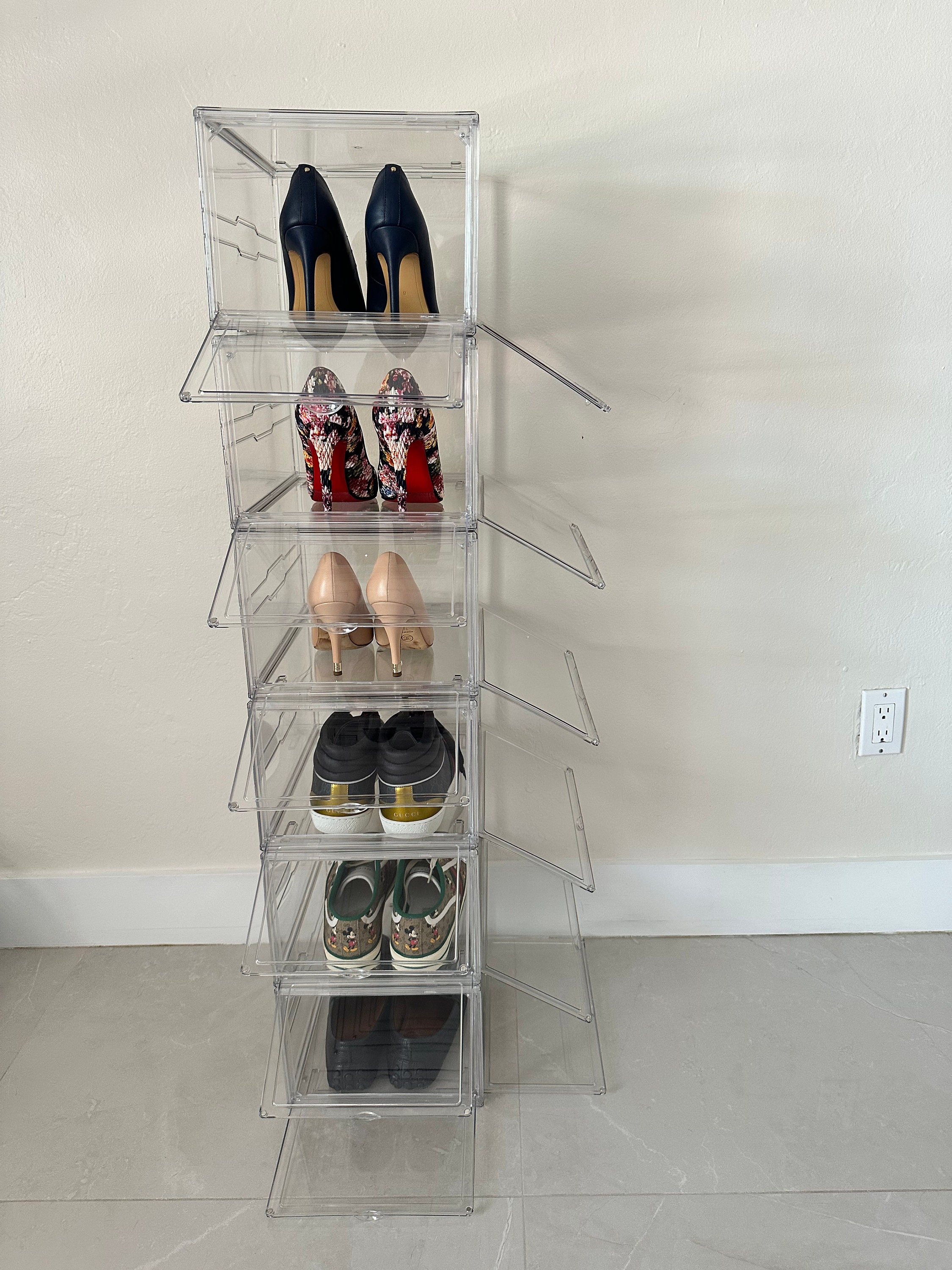 Shoe Storage Boxes Organizer Front and Size Sneaker Case