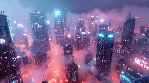 CyberZen – 10 Cyberpunk Wall Art Prints | 4K Digital Download | Relaxing Futuristic AI Art for Home, Office, Dorm, or Display