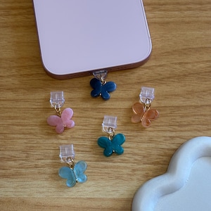 Butterfly USB-C/Lightning Phone Charm, Anti-Dust Charm for USB-C/Lightning Port, Phone Accessory