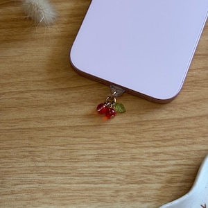 Cherry USB-C/Lightning Phone Charm, Anti-Dust Charm for USB-C/Lightning Port, Phone Accessory