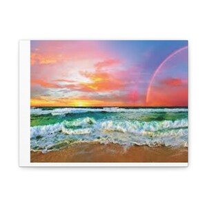 Canvas Print, Plunging Ocean Sunset Coastal Wall Decor, Beach Themed Gift, Living Room Artwork, Inspirational Art, Home Decor
