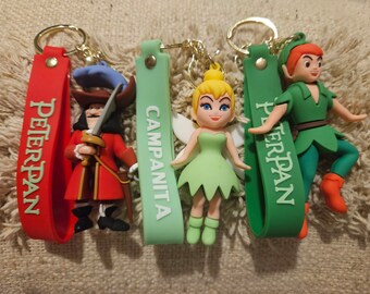 Peter pan tinker Bell captain Hook movie character keychain keyring gift neverland Peter pan lost boys merch gift keyring bagtag pixie dust