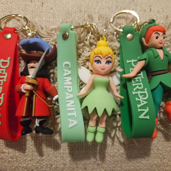 Capitaine crochet Peter pan fée clochette personnage du film porte-clés porte-clés cadeau Neverland Peter pan garçons perdus merch cadeau porte-clés bagtag poussière de lutin