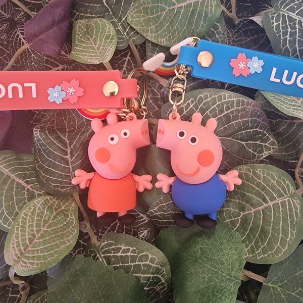 Peppa Pig. Cochon Georges. Cadeau de cochon Peppa. Cadeau de cochon George. Porte-clés Peppa cochon. Porte-clés cochon George. Cadeau Pepa. Porte-clés.Cadeau enfant.Cartable.