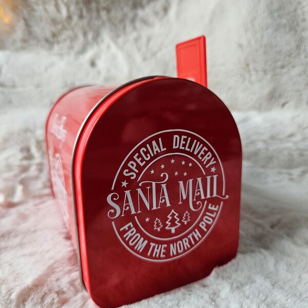 Red Christmas metal personalised santa mail box