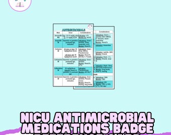 NICU Antimikrobielle Medikamente Badge-Referenzkarte