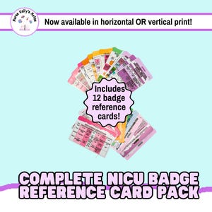NICU Nurse Badge Reference Card Pack: 12 Wearable Cards