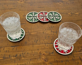 Personalized Snowflake Christmas Coasters: Holiday Place Tag Ornament