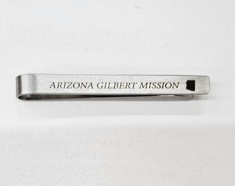 Pasador de corbata de acero personalizado de la misión SUD: barra de corbata grabada con láser