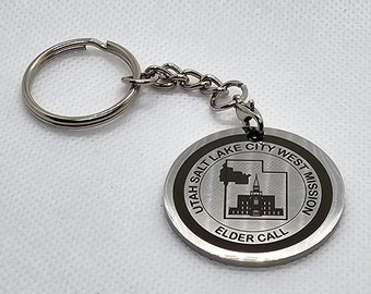 Personalized LDS Missionary Keychain: Laser Engraved Stainless Steel