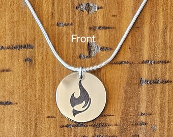 2-Sided 2024 LDS Youth Theme necklace - stainless steel. Laser Engraved young women's necklace.  Young women gift!  19mm circle w/ 18" chain