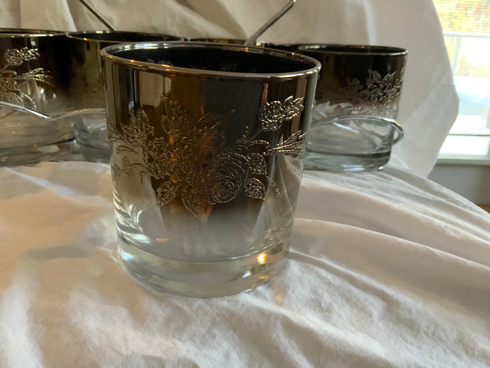 Vintage Silver Ombré Drinking Glasses Set of 8 With Chrome Tray. - Etsy