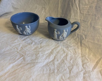 Made in Japan blue/white small sugar and creamer