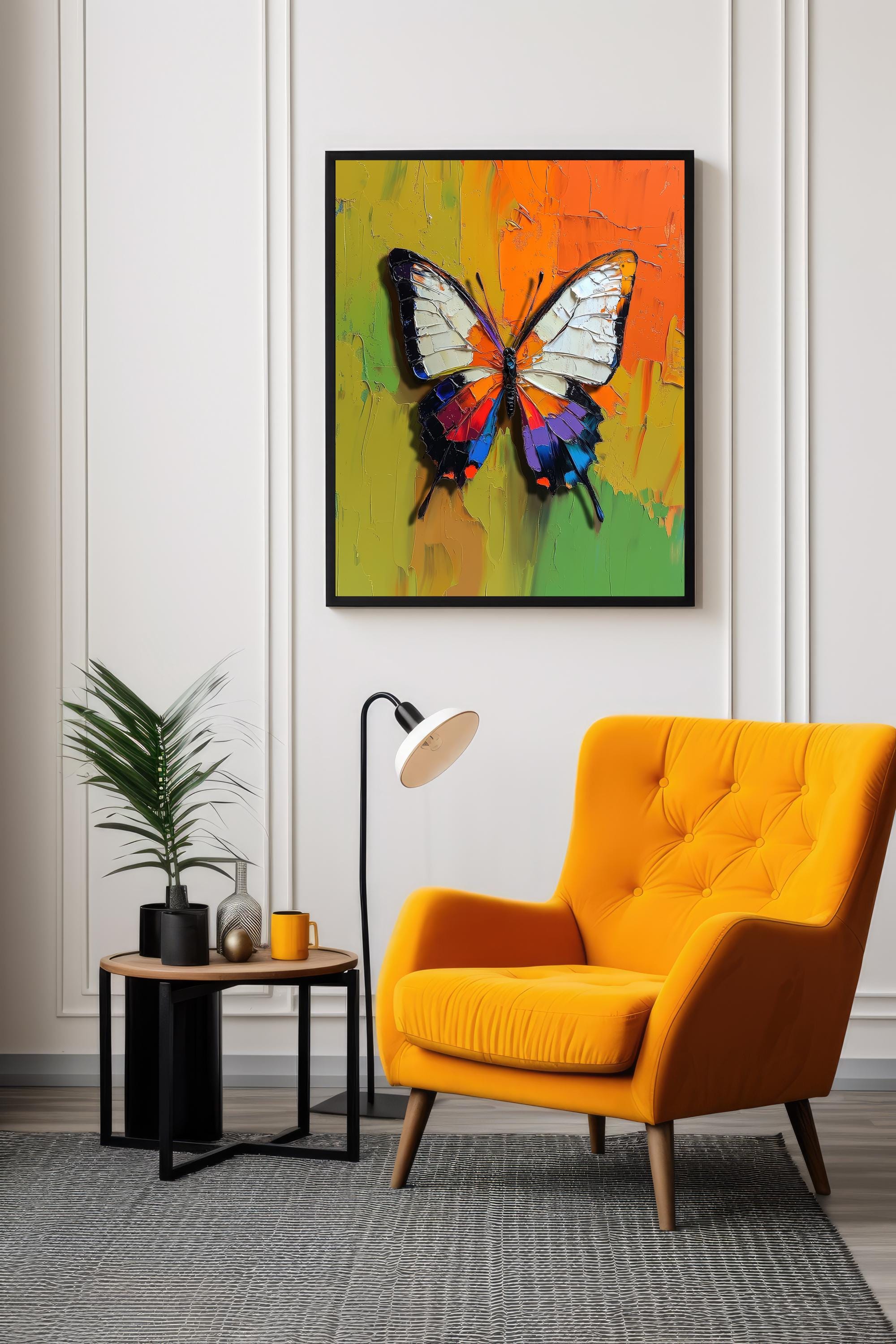 POSTER - Colorful Butterfly Textured Oil Painting Abstract Art Print ...