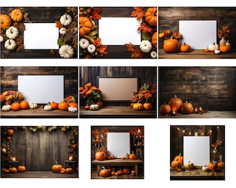 Digital Download of 9 Fall Halloween Theam Card Message Board Mockups, High-Quality JPGs 300dpi, Personal/Commercial Use, Creative Use