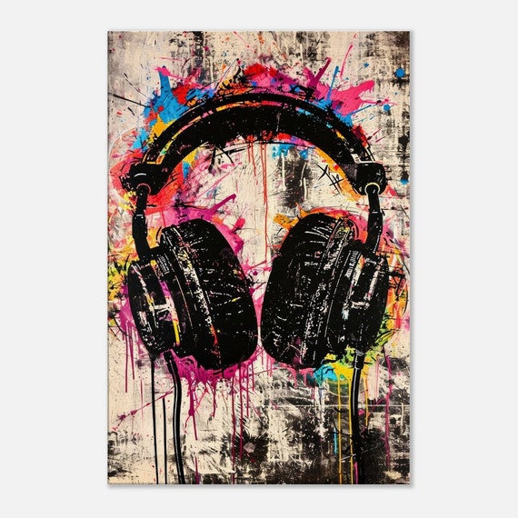 Headphones Urban Wall Art | Splash Painting | Urban Style