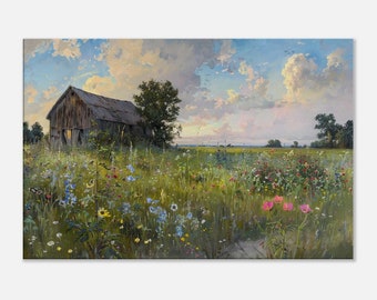 Rustic Barn in Wildflower Meadow Countryside, Bedroom Decor ...