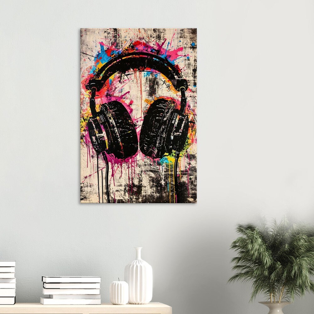 Headphones Urban Wall Art | Splash Painting | Urban Style