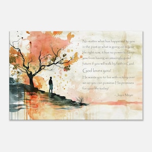 God Loves You, Inspirational Quote, Autumn Reflections, Watercolor Faith Art, Silhouette Art, Abstract Nature Painting, Canvas Home Decor