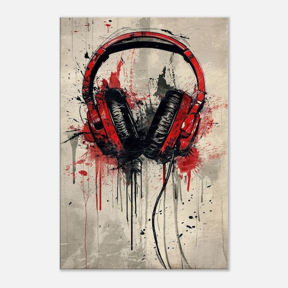 Music Design Funky Drawn Headphones Graffiti Stock