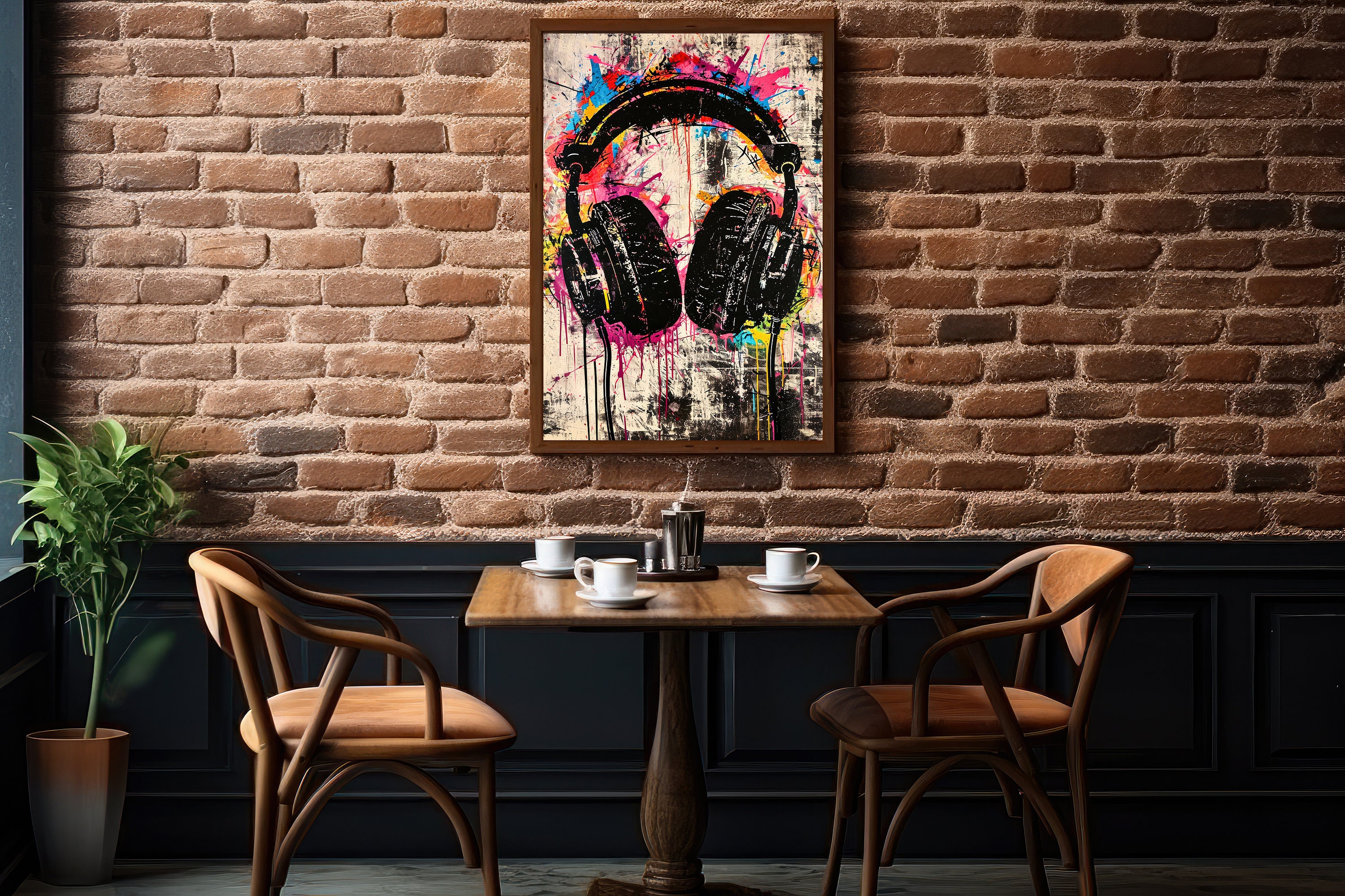 Headphones Splash Painting | Urban Music Wall Art, Slim Canvas - Etsy
