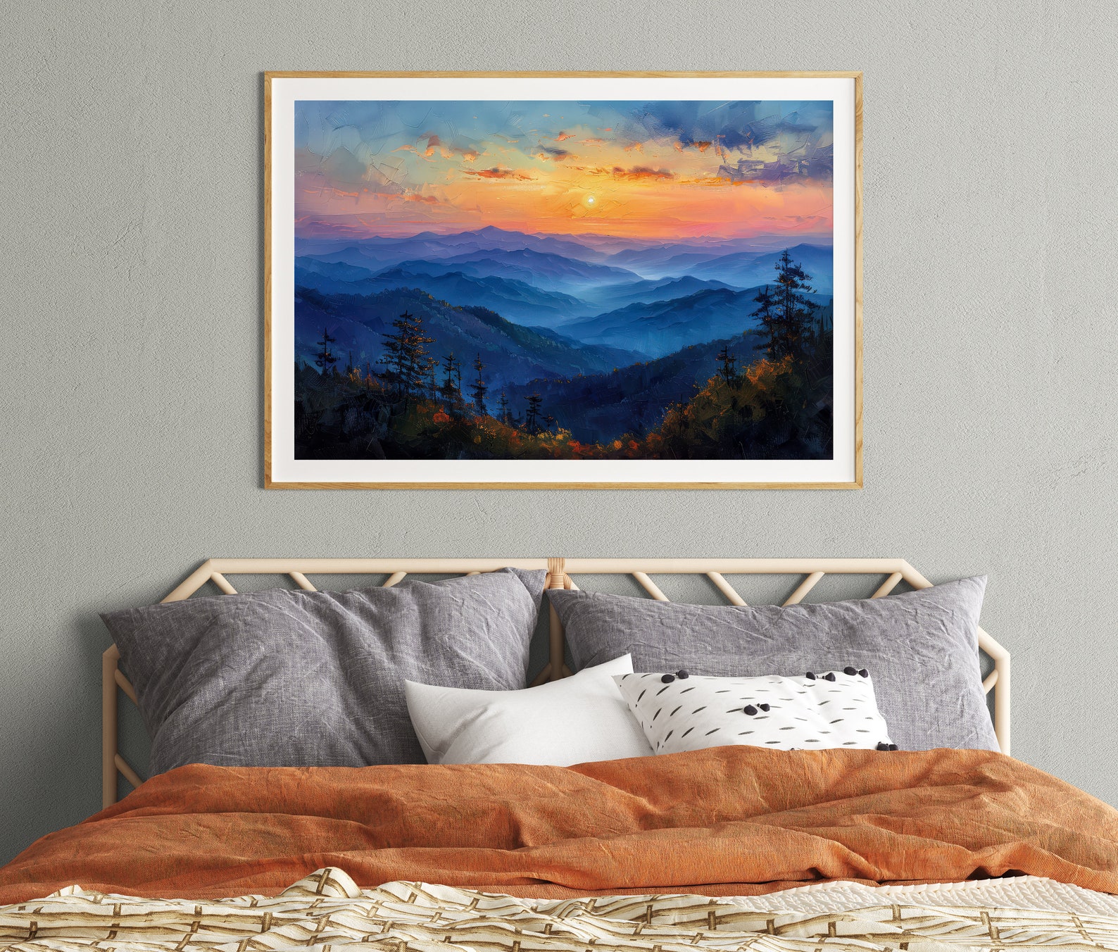 Blue Ridge Canvas The Blue Ridge Mountains Sunset Slim Canvas Painting is Ideal for a ...