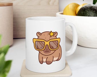 Cute Capybara Ceramic Mug, Kawaii Cartoon, Funny Animal Gift