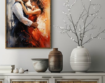 Passionate Couple Dance Canvas Art, Romantic Home Decor