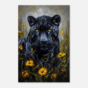 Black Panther Canvas Print Wall Art, Black Jaguar, Panther Portrait, Modern Home Decor, Jungle Animal Wall Art Canvas, Exotic Animal Decor