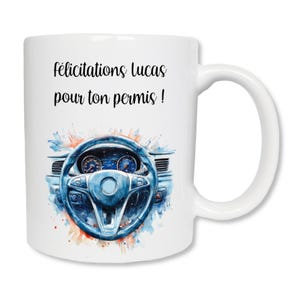 Mug personnalisé volant de voiture - Félicitations permis de conduire