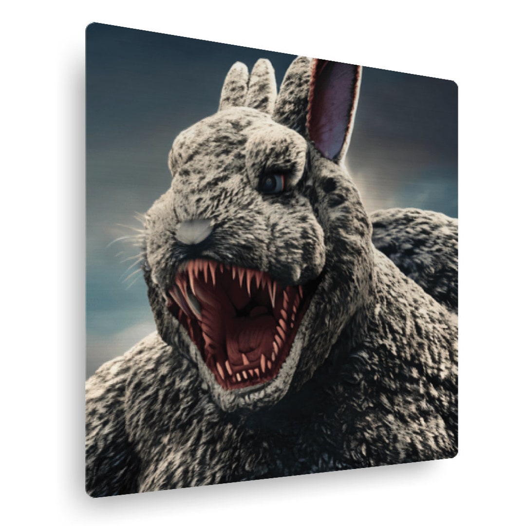 Giant Demon Rabbit Vertical Metal Art Animal Metal Prints Etsy