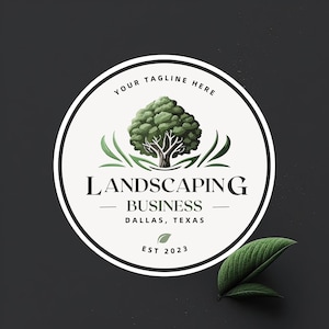 Customizable Landscaping Tree Logo: Circular Arborist Design