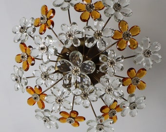 Floral crystal glass ceiling light by Maison Bagues