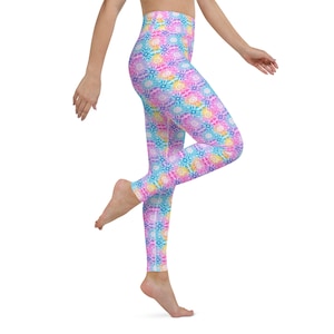 Leggings de yoga pastel tie-dye : vêtements de sport taille haute