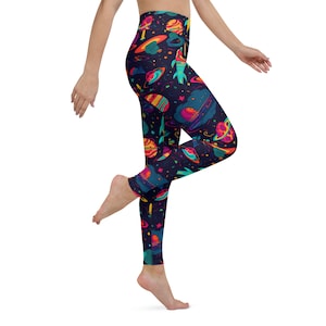 Leggings de yoga amusants dans l&#39;espace : pantalons de sport taille haute