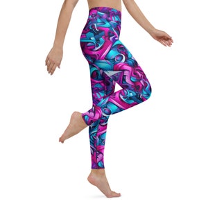 Graffiti Night Yoga Leggings: High Waist Activewear