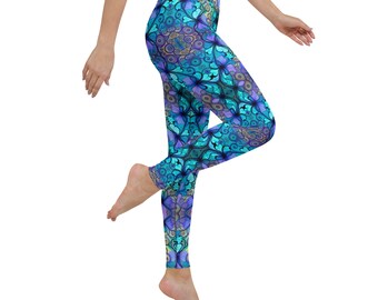 Yoga Leggings for women in ULTRAVIOLET FLOWER   pattern | Perfect Yoga Pants for Gym, Fitness, Pilates, Running & CrossFit